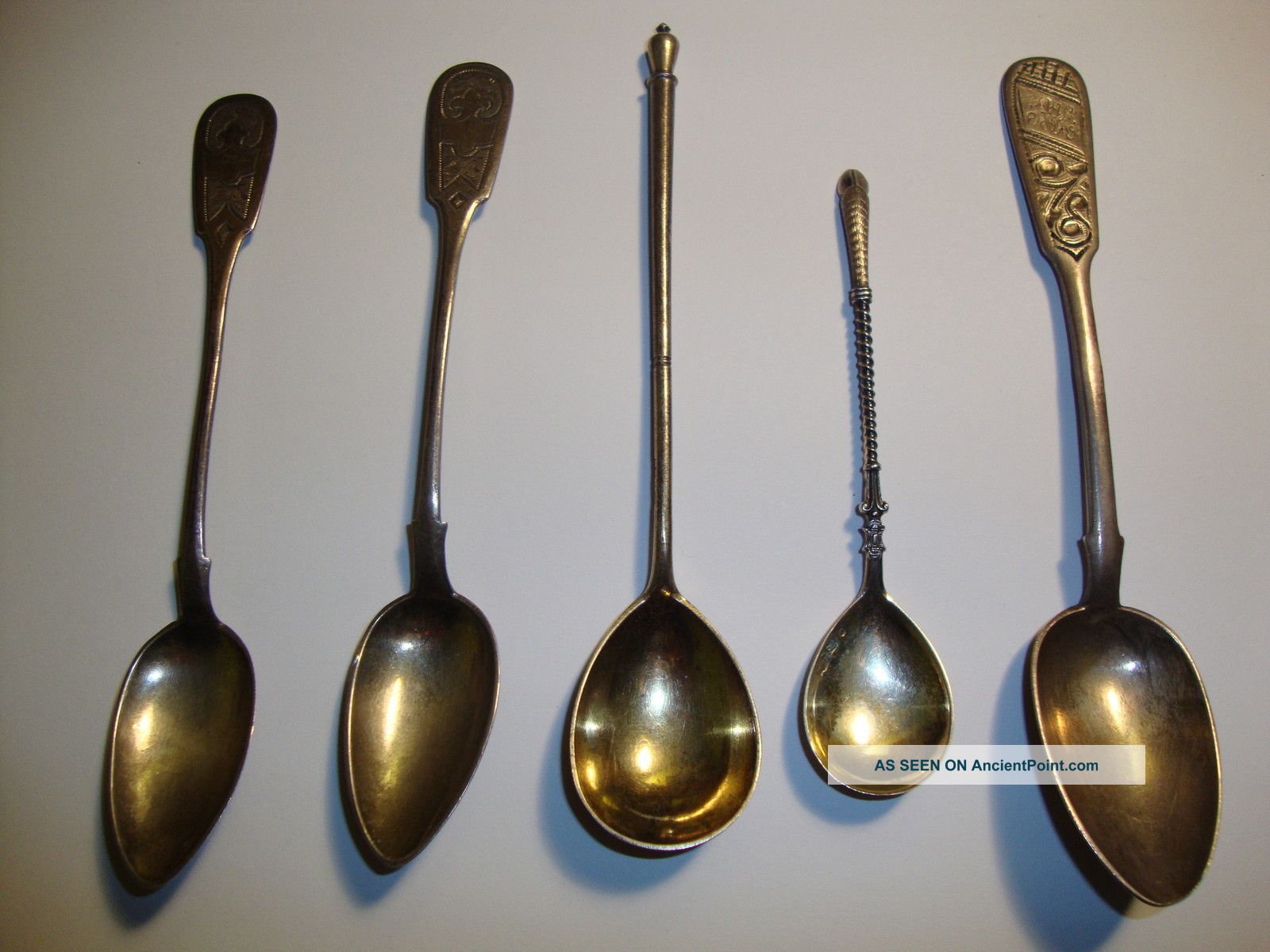 5 Rare Russian Mark 84 Silver Spoons (1) Russian Imperial All Over 120 Years Old. Russia photo