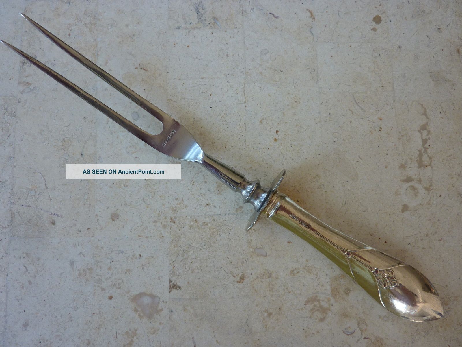 Ghs G.  H.  French & Co.  1920 ' S Elm3 Meat Fork Sterling Handle Other photo