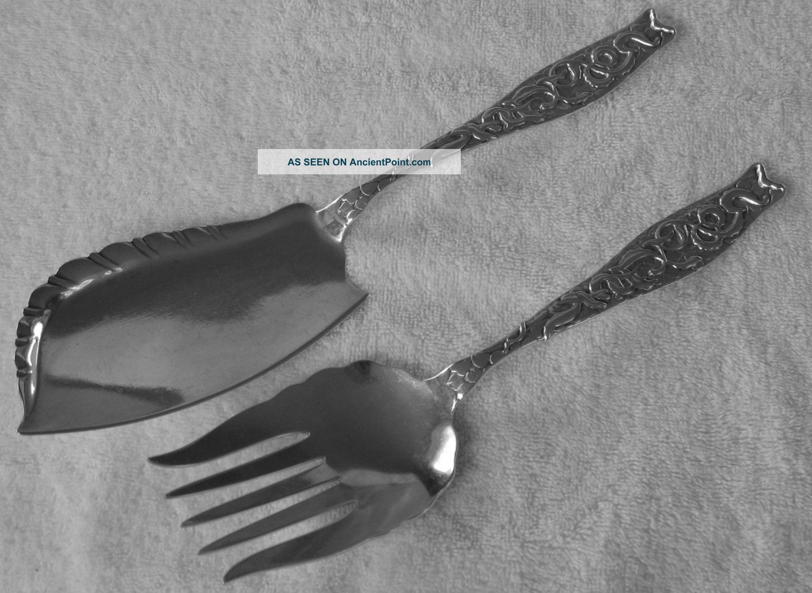 Whiting Mfg Co Sterling Silver Good Luck Fish Serving Set Aesthetic Other photo