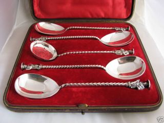 Cased Set Solid Sterling Silver Apostle Spoons&sifter By G M Jackson London 1892 photo