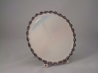 Vintage Sterling Silver Table Top Vanity Dresser Mirror photo