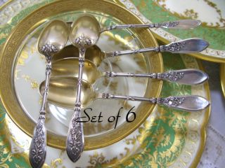 French Minerva & Gilt Coffee Spoons Set Of 6 W/box photo