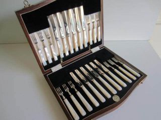 24 Piece Sterling Silver & M.  O.  P Dessert Set. . .  1935. . . photo