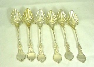 6 Antique Ball Black & Co.  Sterling Silver Sugar Spoons photo