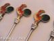 6 Gorgeous Enamel Silver Rooster Cocktail Martini Picks Enameled Sterling Other photo 2