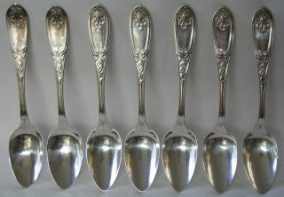 Wood & Hughes Leaf (shell) Spoon Coin Silver Set Of 7 6 1/8”l C.  1880 - 1899 photo