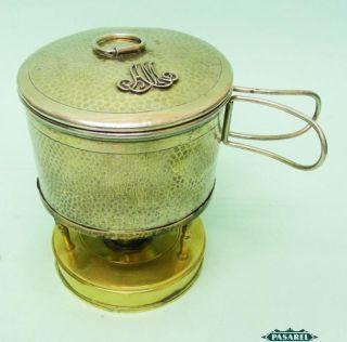 Unique Victorian Sterling Silver & Brass Camping Stove London England 1888 photo