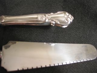 Web Sterling Silver Handle Serrated Blade Cake Or Pie Server Plumes/flowers 9.  6 