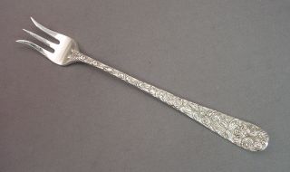 Baltimore Rose - Schofield 2 Sterling Cocktail Forks - Decorated Back - Mono ' B ' photo