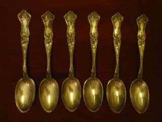 6 Rare Art Nouveau International Edgewood Sterling Silver Spoons photo