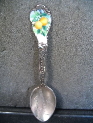 Sterling Vintage St Petersburg Enameled Spoon Orange Bl photo