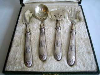 French Sterling Silver Dessert Serving Set 4/ps Swan Puiforcat? photo