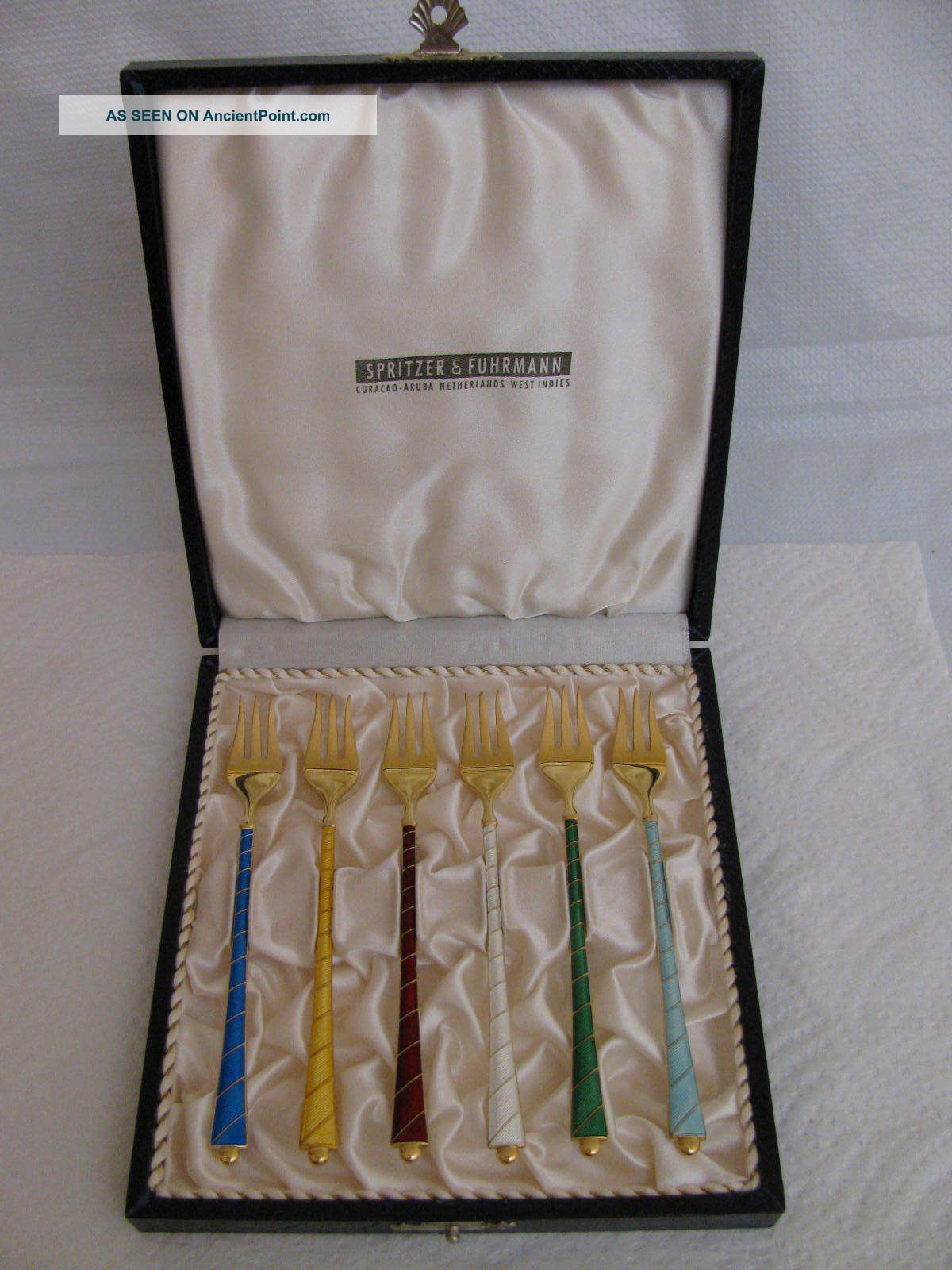 Ela Denmark Sterling Silver Enamel Fork Spoon Box Other photo