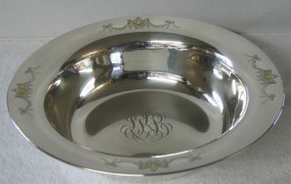 Unger Bros Sterling Silver W/ 18k Gold Inlay Bowl photo