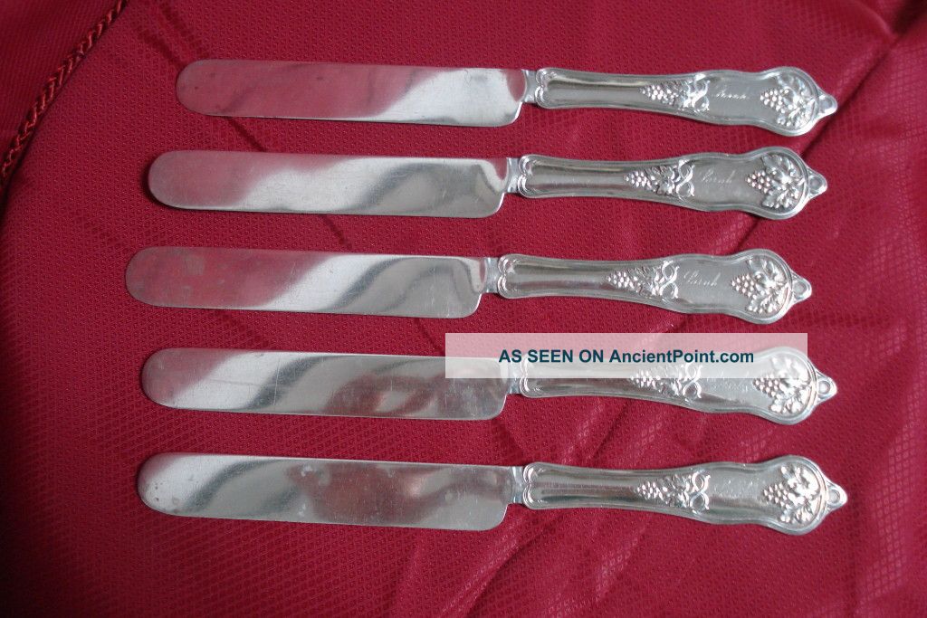 Set Of Five Sterling Silver Knives Grape Vine On Handle Other photo