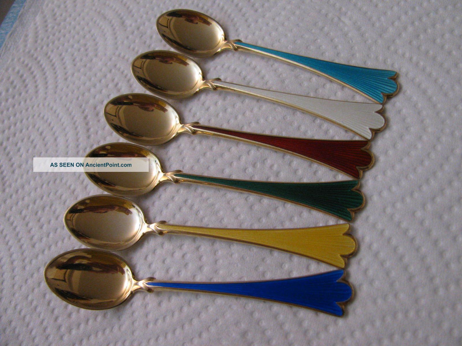 Olsens Norway Sterling Silver Enamel Spoon Box Other photo