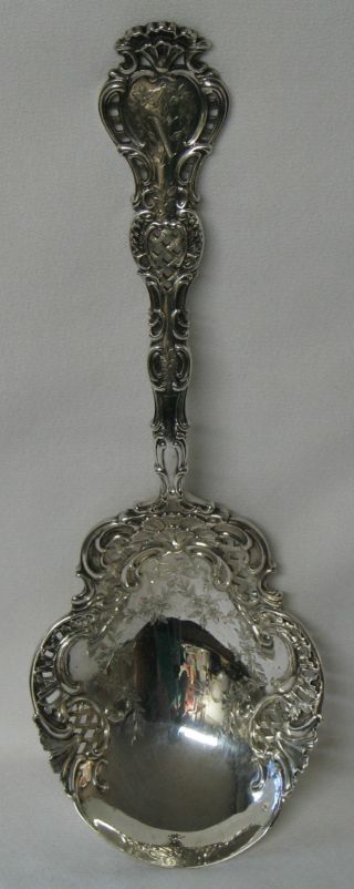 Durgin Regent Sterling Silver Pierced Berry Spoon Openwork C.  1901 photo