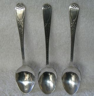 Samuel Godbehere & Edward Wigan London Sterling Teaspoon Circa 1799 Set Of 3 photo