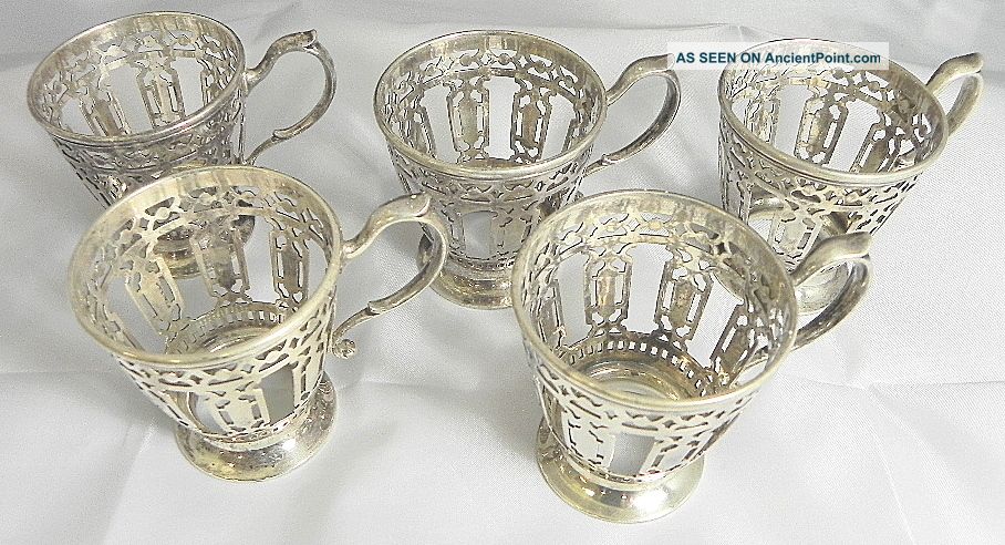 Tiffany And Co.  Sterling Silver 5 Demitasse Antique Cups 1914 Pattern 18705 Other photo
