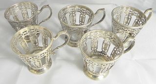 Tiffany And Co.  Sterling Silver 5 Demitasse Antique Cups 1914 Pattern 18705 photo