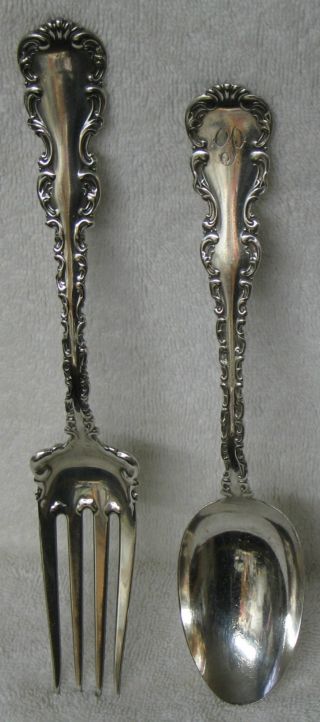 Louis Xv Whiting Sterling Silver Tablespoon Serving Spoon Cold Meat Fork photo