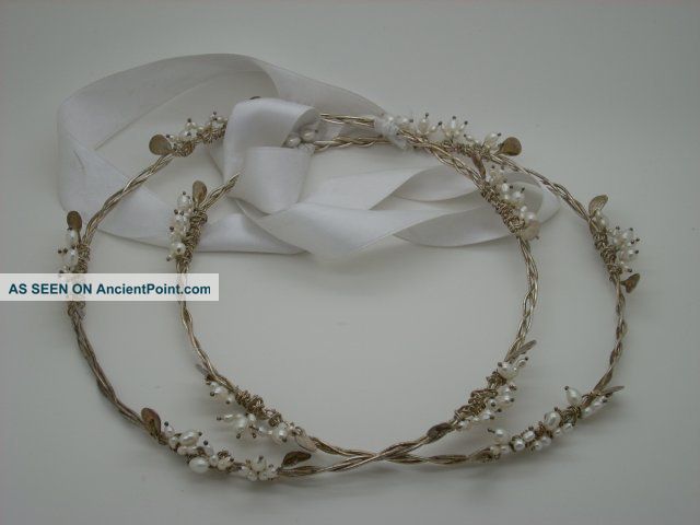 Old Hand Made Sterling Silver Wedding Wreaths Other photo