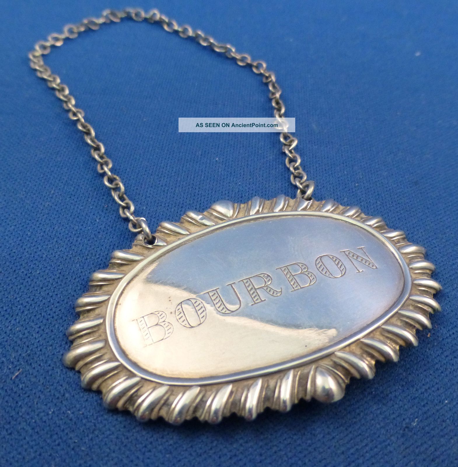 Bourbon Sterling Oval Decorated Liquor Label Other photo