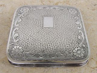 Judaica Vintage Guilloche Silver 833 Powder Case Signed 