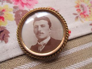 Antique Brooch Art Nouveau With Old Man photo