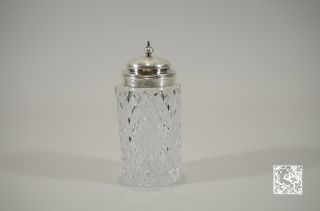 Crested Sterling Silver And Crystal Condiment - Birmingham 1864 - Henry Mamom photo