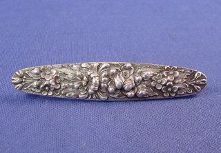 Stieff Repousse Sterling Bar Pin photo