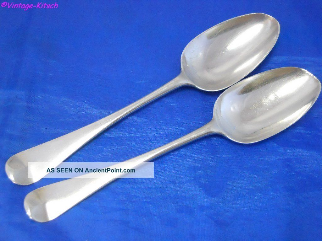 Rare Pair 1764 Sterling Silver Tablespoons Wm Turner 144g Other photo