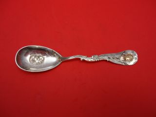 Medallion By Shiebler Sterling Silver Sugar Spoon With Gold Medallion 5 7/8 