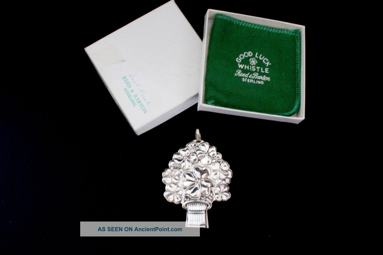 Reed & Barton Sterling Silver Good Luck Whistle Pendant W/ Box,  Felt & Paper Other photo