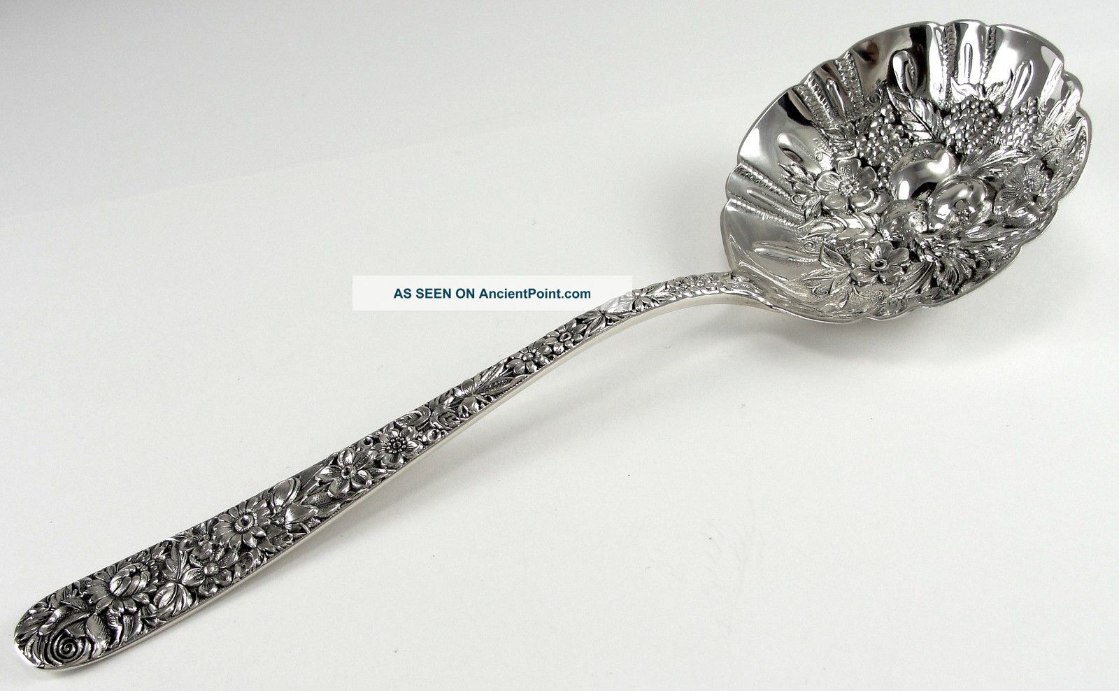 S.  Kirk & Son Sterling Silver 1828 Repousseé Large Solid Berry/casserole Spoon 7 Other photo