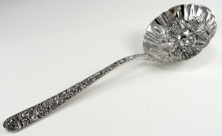 S.  Kirk & Son Sterling Silver 1828 Repousseé Large Solid Berry/casserole Spoon 7 photo