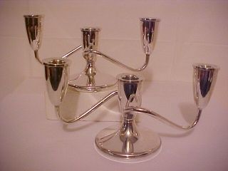 Antique Vintage Fisher Pair Sterling Silver Candlesticks / Candelabras Gorgeous photo