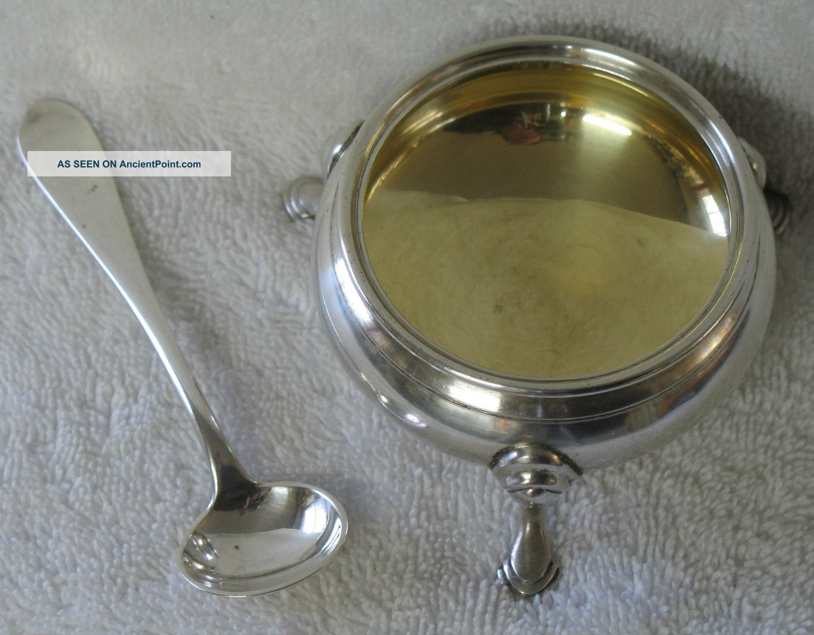 Sterling Silver Open Salt Cellar Currier Roby W/ Salt Spoon Bigelow Bros Kennard Other photo