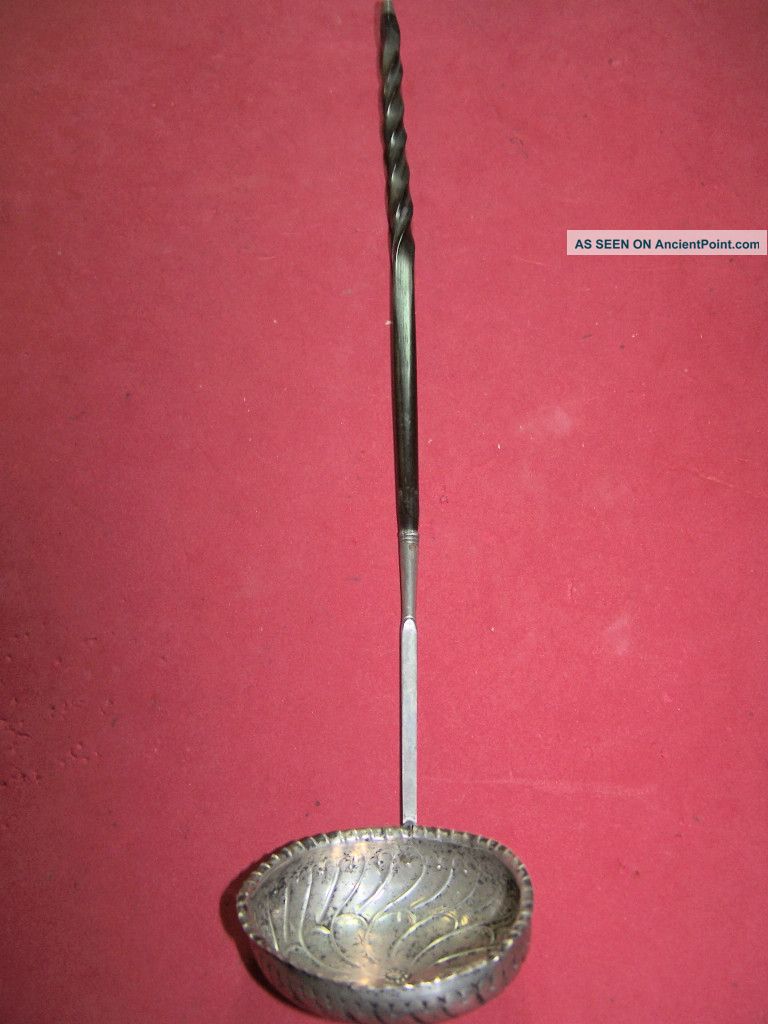 19th Century English Pure Coin Silver Toddy Ladle W/ Baleen Twisted Handle Other photo