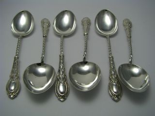 Set Of 6 Sterling Silver Spoons Demitasse Coffee By Wm.  Devenport Birmingham 1901 photo