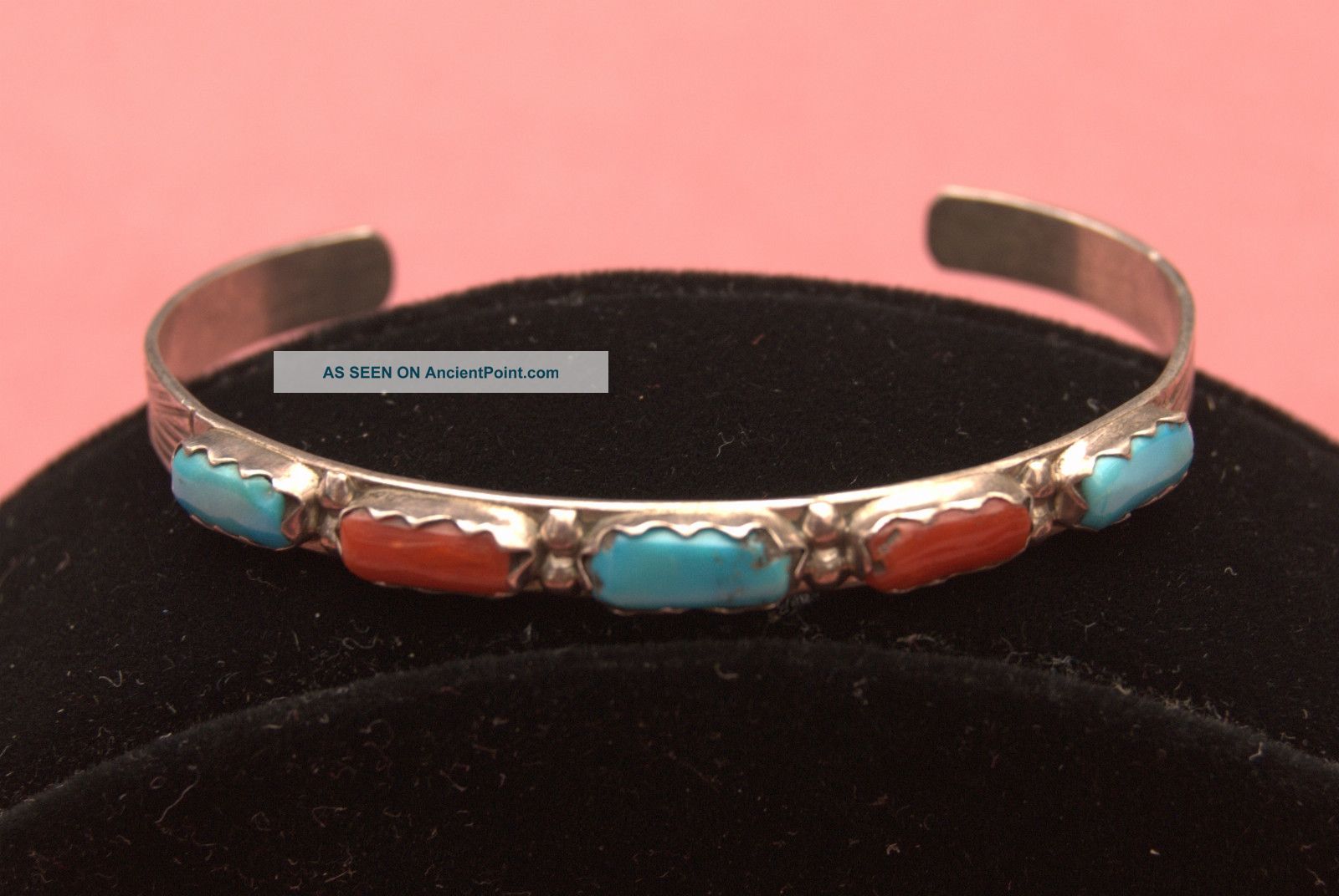Sterling Silver Bracelet Turquoise And Coral - F.  Cheama - Zuni Other photo