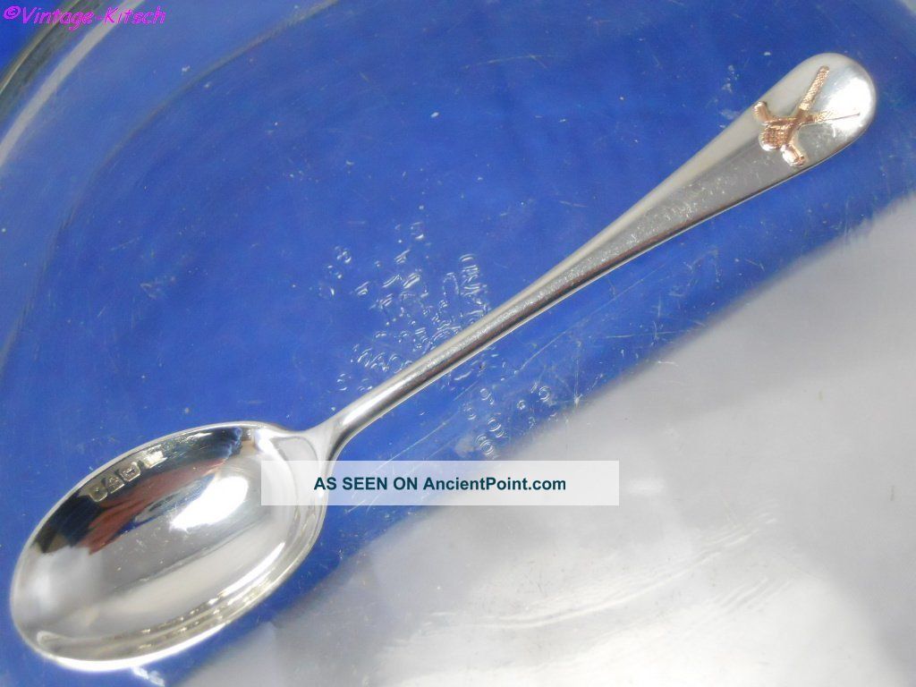 Unusual Gold Golf Club Spoon Chester Sterling Silver Rattail 1936 2 Other photo