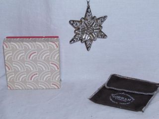 Gorham Sterling Silver 1970 1st Annual Snowflake Ornament With Box And Pouch photo