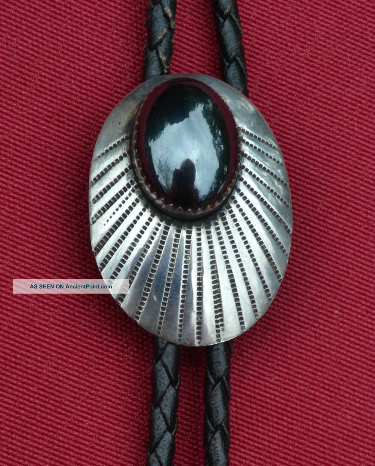 Bola/bolo - Hematite Centerpiece On Black Leather Cord - 36 