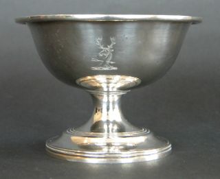 Joseph Ash Georgian Sterling Silver Circular Salt Gilt Interior Stag Crest 1821 photo