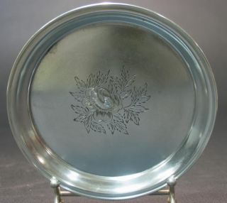 Old Soviet Silver Plate Tray Floral Marked 875 & Head Kiev Ukraine photo