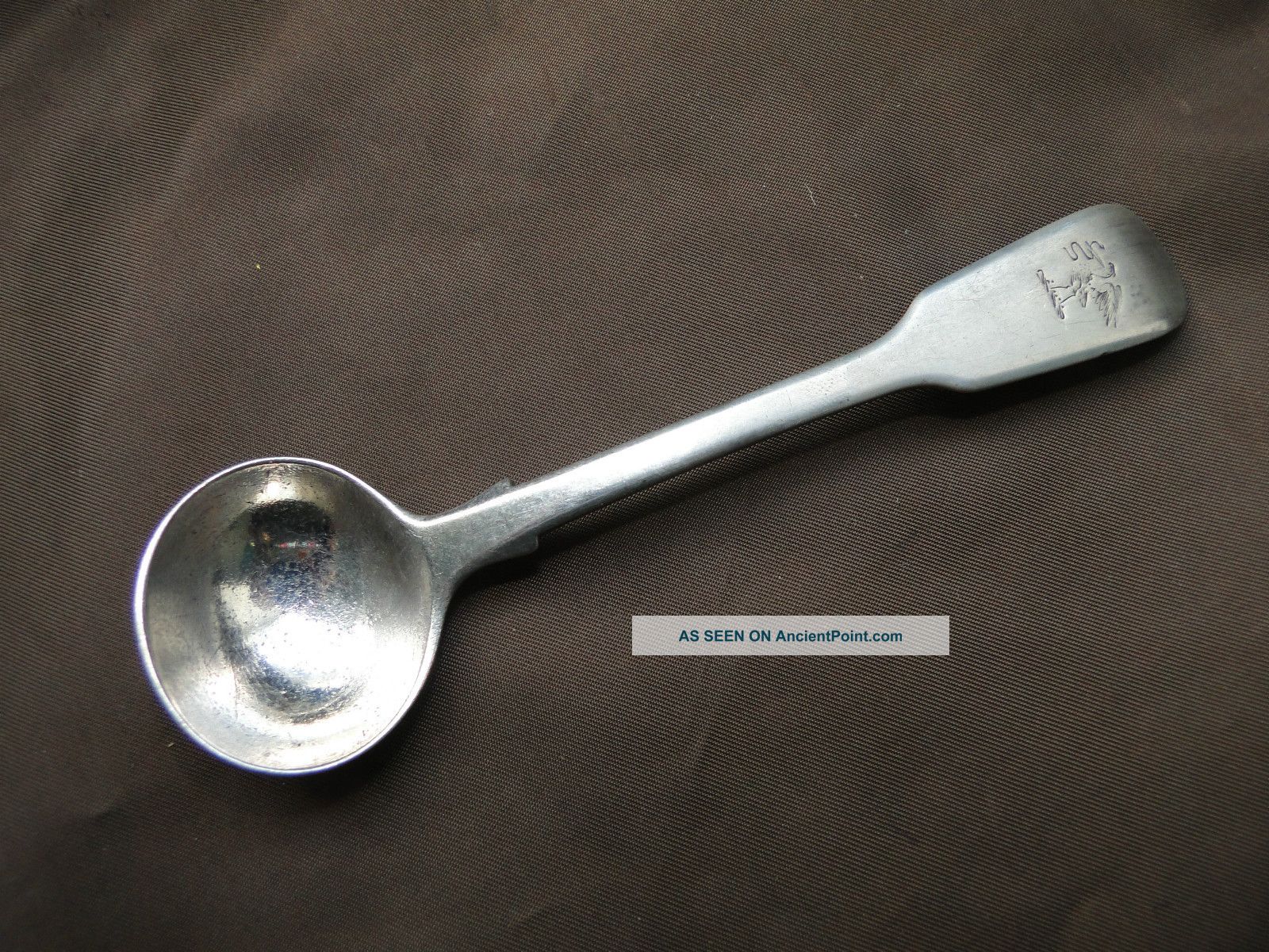 Fiddle Pattern Salt Spoon Crested Sterling Silver Made In London 1830 Other photo