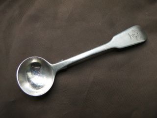 Fiddle Pattern Salt Spoon Crested Sterling Silver Made In London 1830 photo