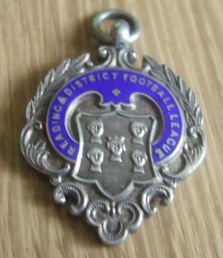 1928 Reading & District Football League Sterling Silver & Enamel Fob Medal photo