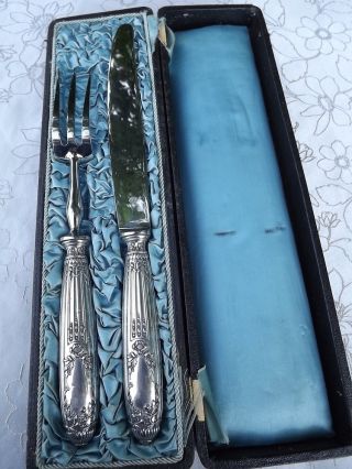 Antique French Sterling Silver 925 Carving Set,  Louis Xvi Style photo